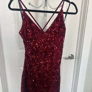 Red Velvet Sequin Dress